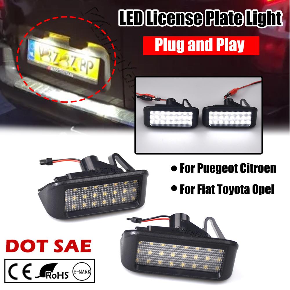 2Pcs Canbus LED Number License Plate Lights Lamps For Peugeot Expert Partner Citroen Berlingo Jumpy Fiat Scudo Toyota Dome Lights 6