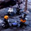 12PC Halloween Ornament Cartoon Witch Ghost Pumpkin Figurine Micro Landscape Dollhouse Model Car Interior Desktop Decoration