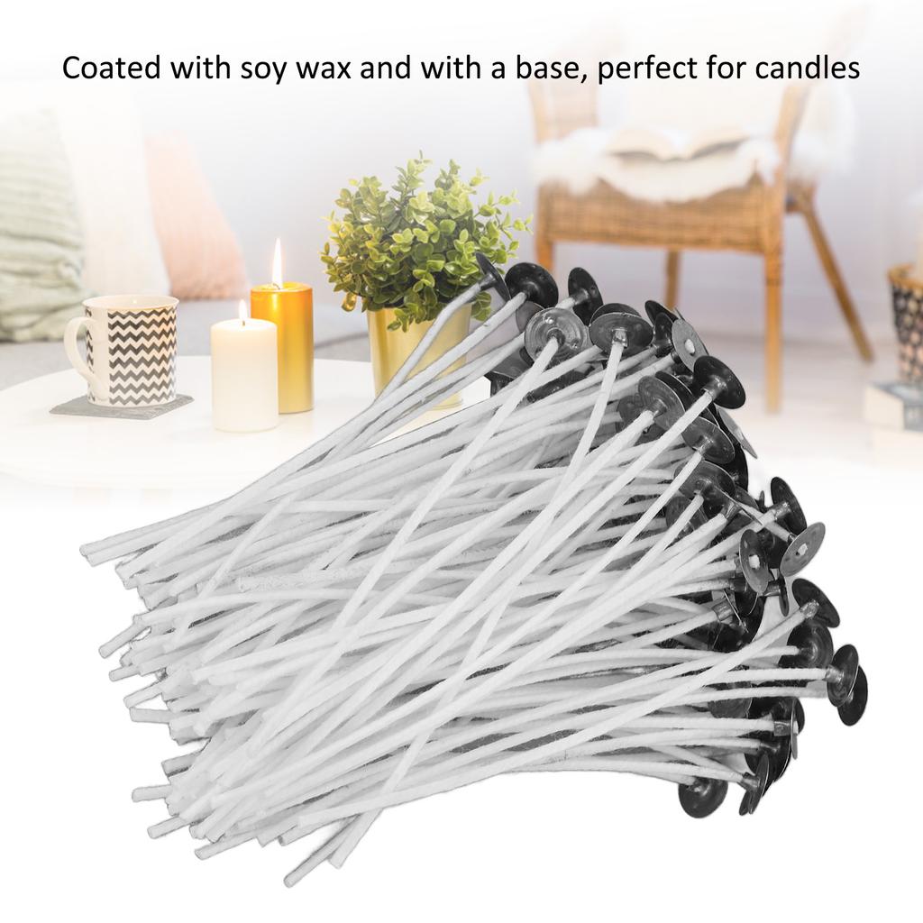 100 Pieces 12x1.3cm Pre Waxed Candle Wicks Low Smoke Cotton White for Candle Making DIY