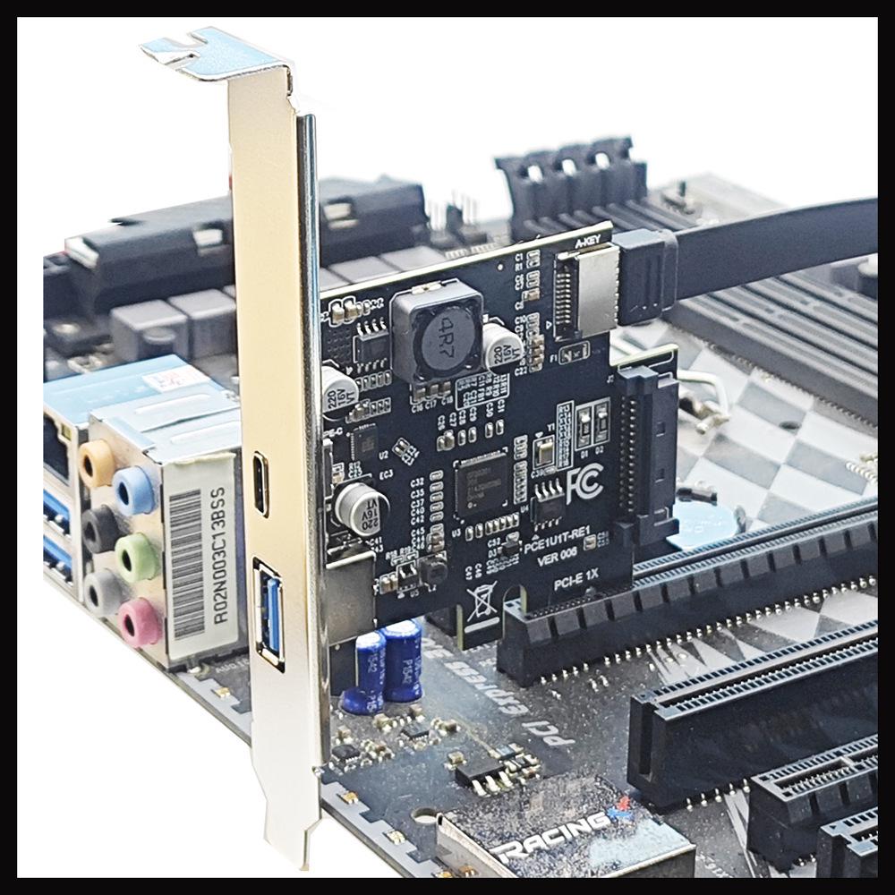 USB 3.2 Gen 1 Expansion Card with 5Gbps, USB-A, Type-C, and Type-E Ports, D720201 Controller