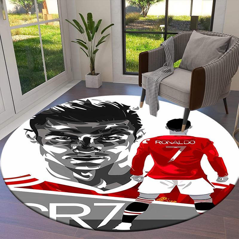 CR7 Round Area Rug,Carpet Rug for Living Room Bedroom Sofa Playroom Decor,Non-slip Floor Mat