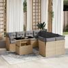 Vidaxl 9-Cz. Garden Furniture Set With Cushions, Beige, Poly Rattan
