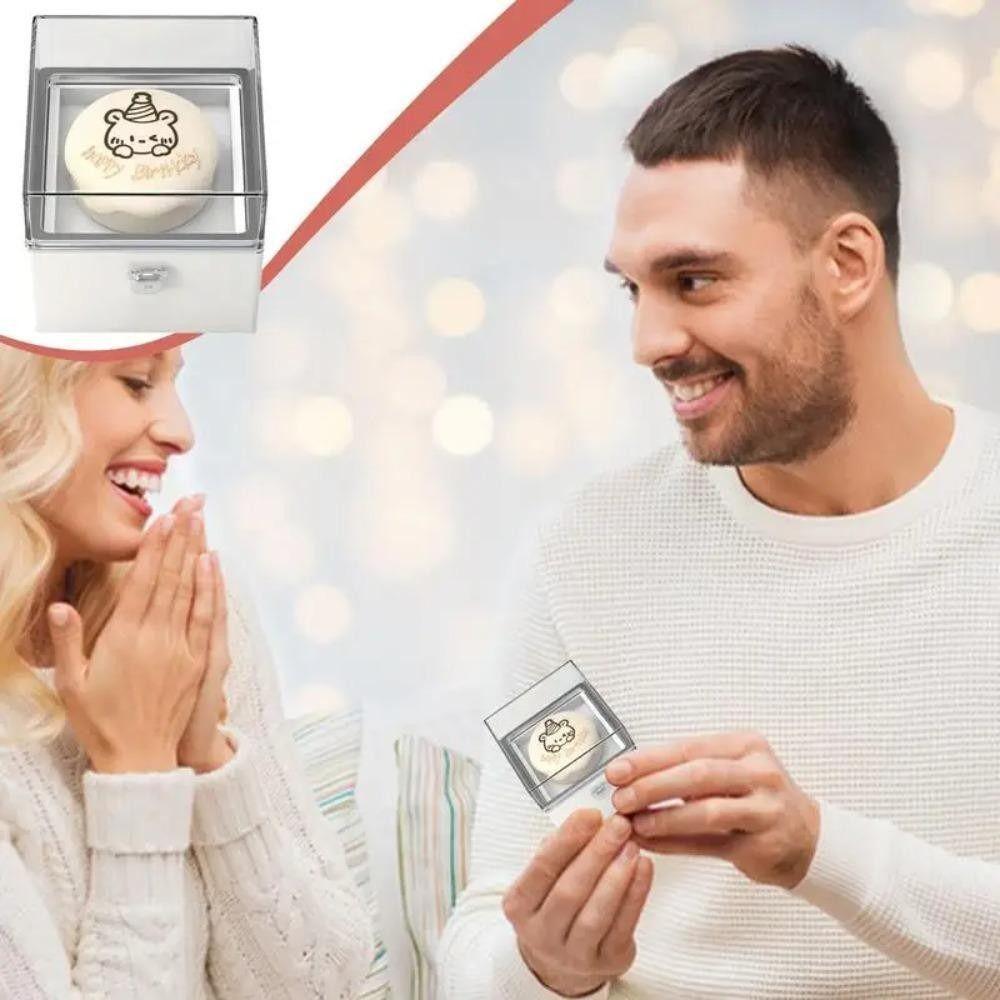 Automatic Flip Bear Flip Ring Boxs Spinning Design Mini Cake Surprise Rotating Box Anniversary