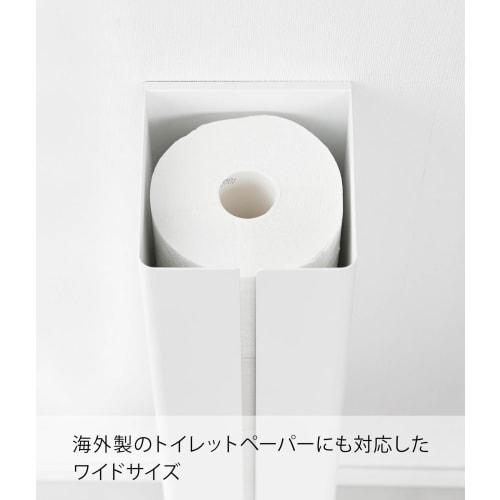 Yamazaki Tower, a hidden toilet paper holder for plasterboard walls (includes plasterboard tweezers and wood screws), white, approximately 14.2cm W x