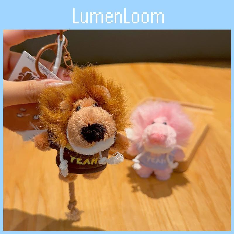 Cute Letter Embroidered Hoodie Nien Lion Plush Toy Pendant Keychain For Bags And Keys
