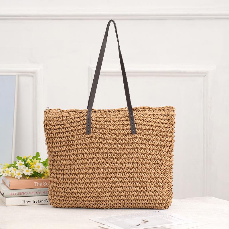 Yogodlns Summer Hot Straw Bag For Women Large Capacity Shoulder Bag Braided Woven Handbags Travel Seaside Beach Bag Basket Bolsa