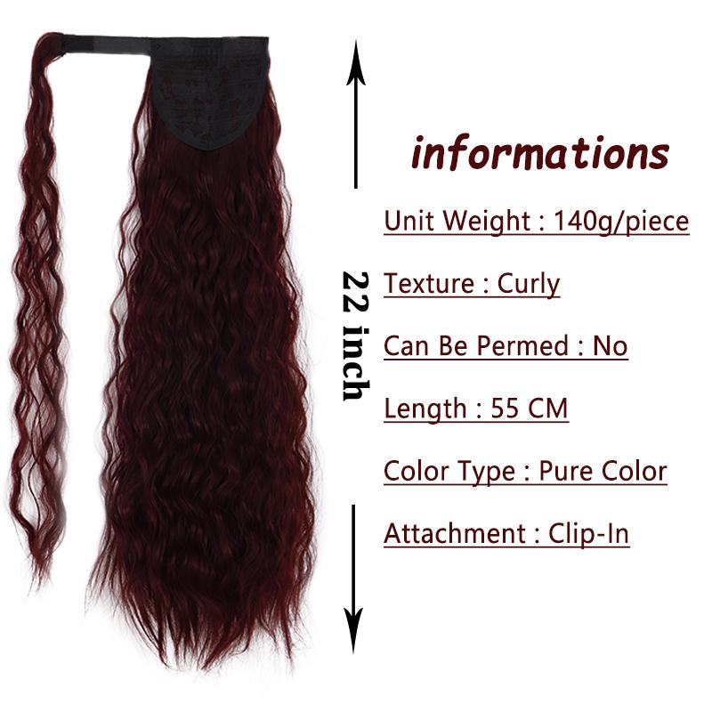 MISS WIG Women Long Corn Wave Ponytail Wig Curly Hair Extensions Synthetic Fiber Hairpiece Wrap Around Clip In Hair Daily Use
