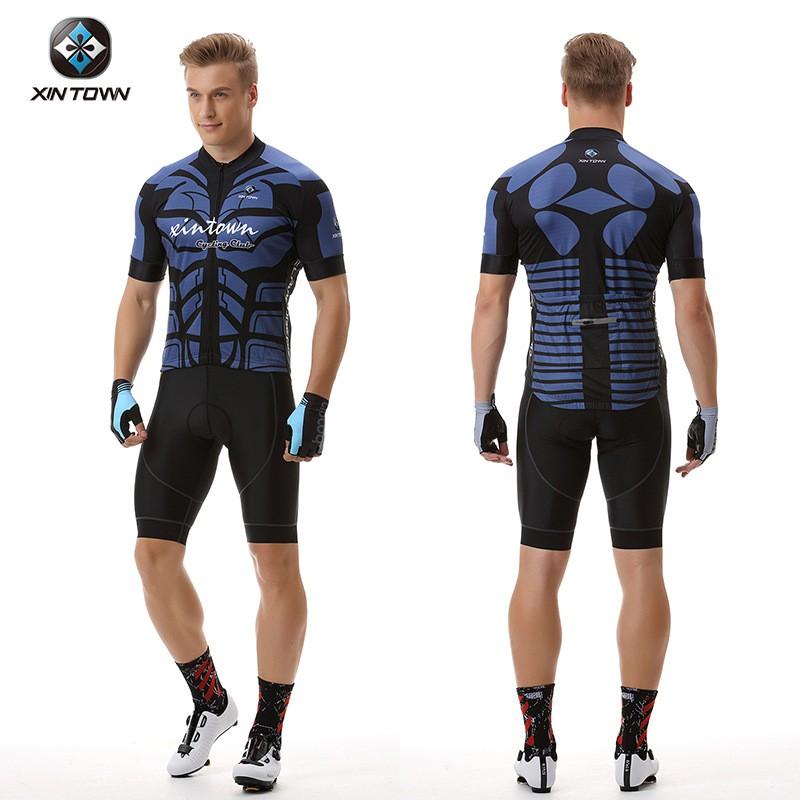 XINTOWN Cycling Jersey Set Short Sleeve Bib Shorts Mens Road Bike Riding Wear
