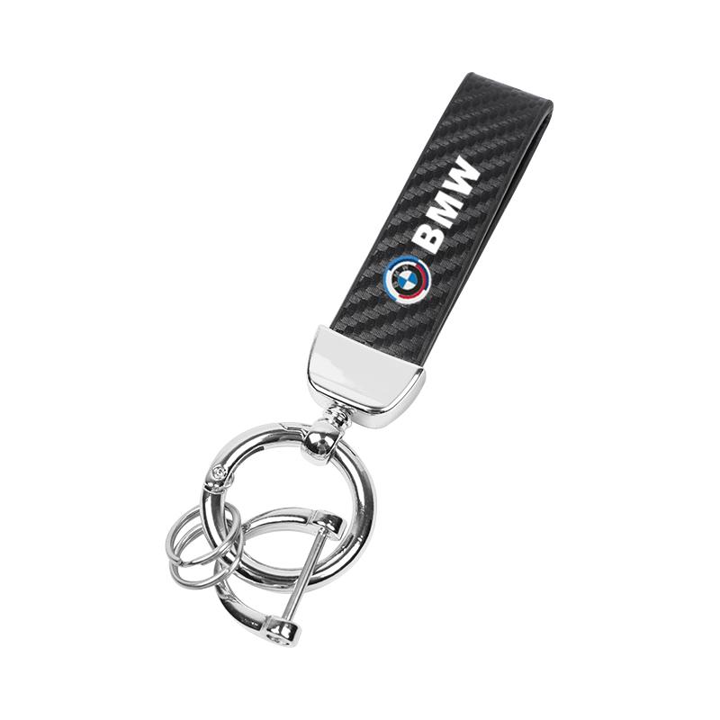 Leather Car Logo Key Chain Keyring Auto Interiors Accessories For BMW 50th Anniversary E46 E90 E60 F30 F10 E39 E36 F20 G20 G30 ulcr72
