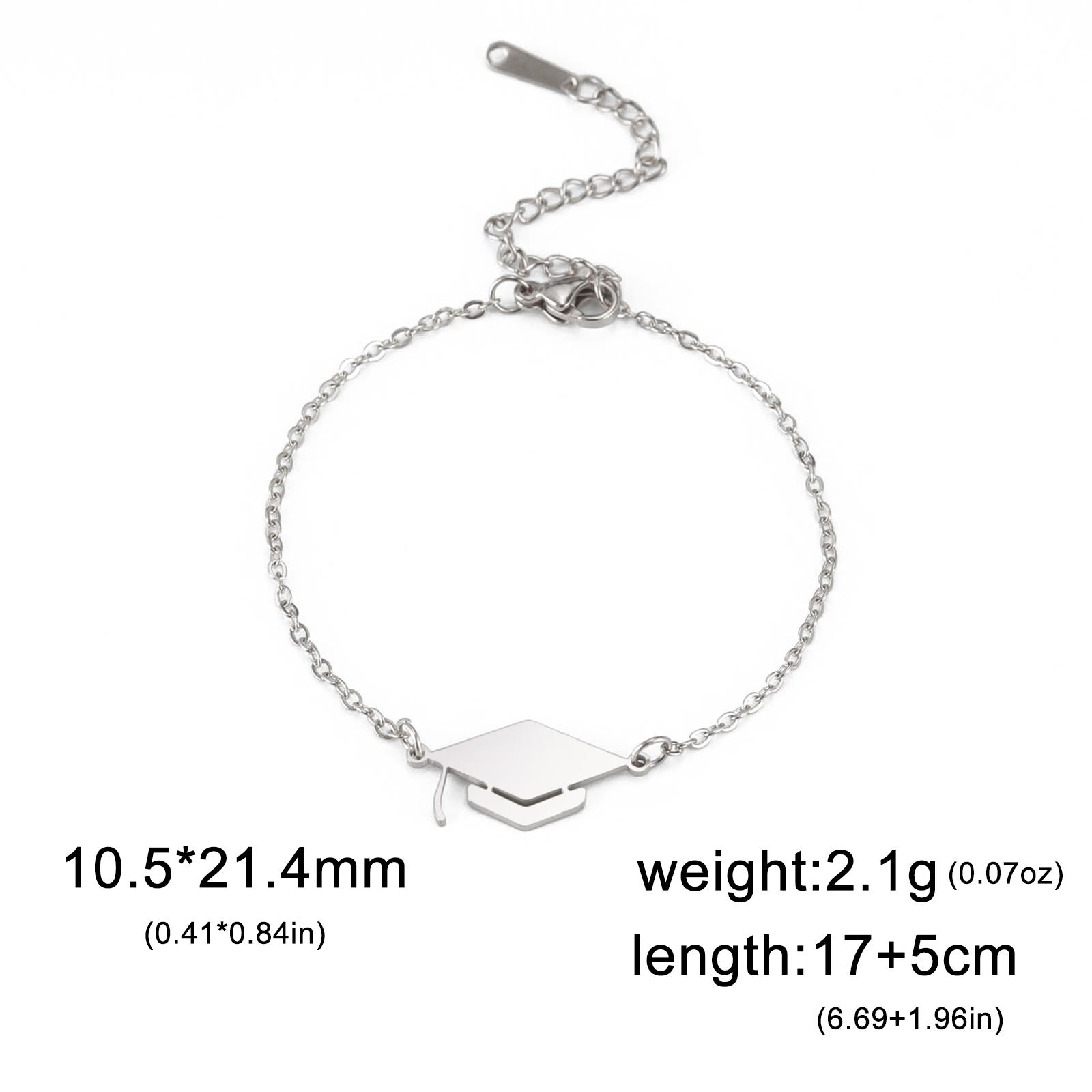 

Teamer Bachelor Cap Charm Bracelet for Women Men Stainless Steel Bracelets University Student Graduation Gifts Jewelry Wholesale