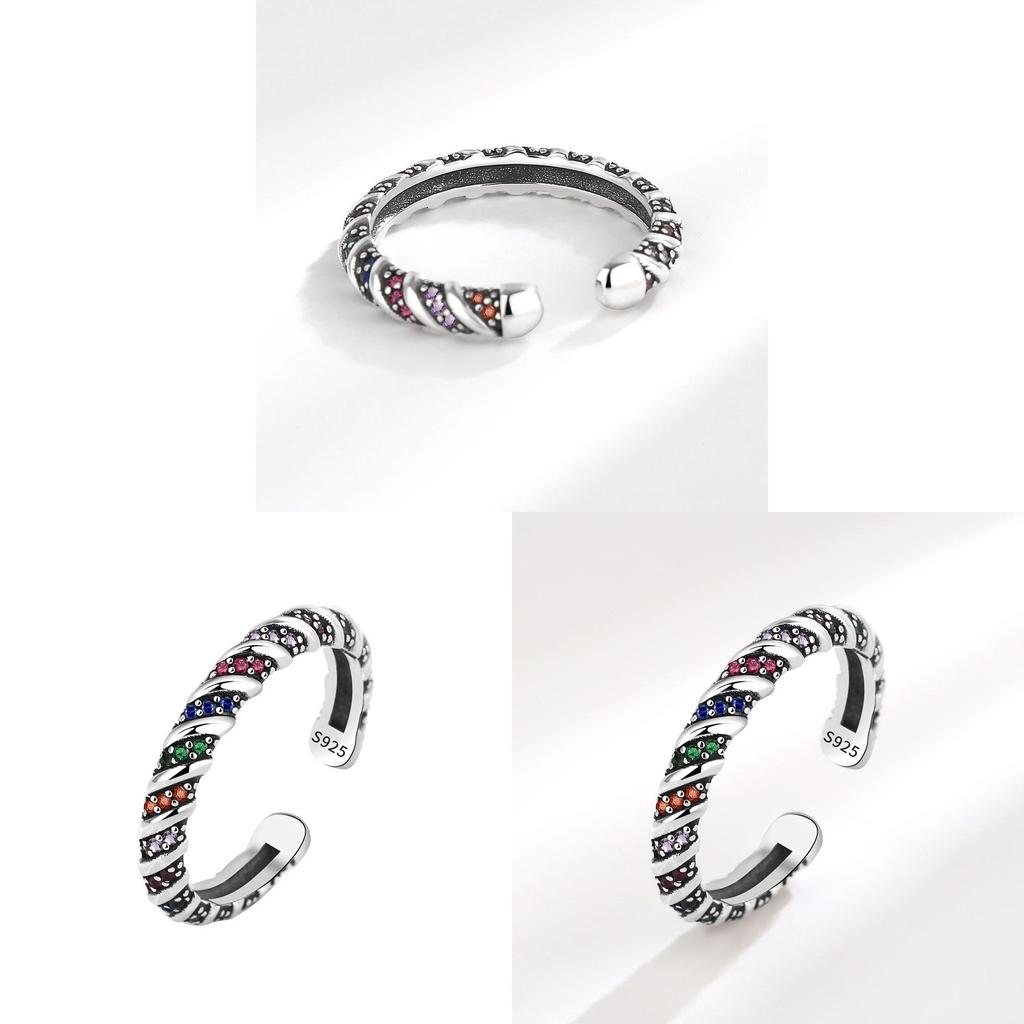 Geometric Silver Ring For Women With Adjustable Open Design And Vintage Style