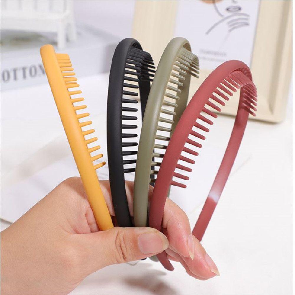 Hair Accessories Solid Color Matte Headband Non-slip Toothed Hair Band