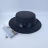 British Retro Flat-top Woolen Top Hat Women's Autumn and Winter Black Versatile Face Small Temperament Men's Retro Felt Hat