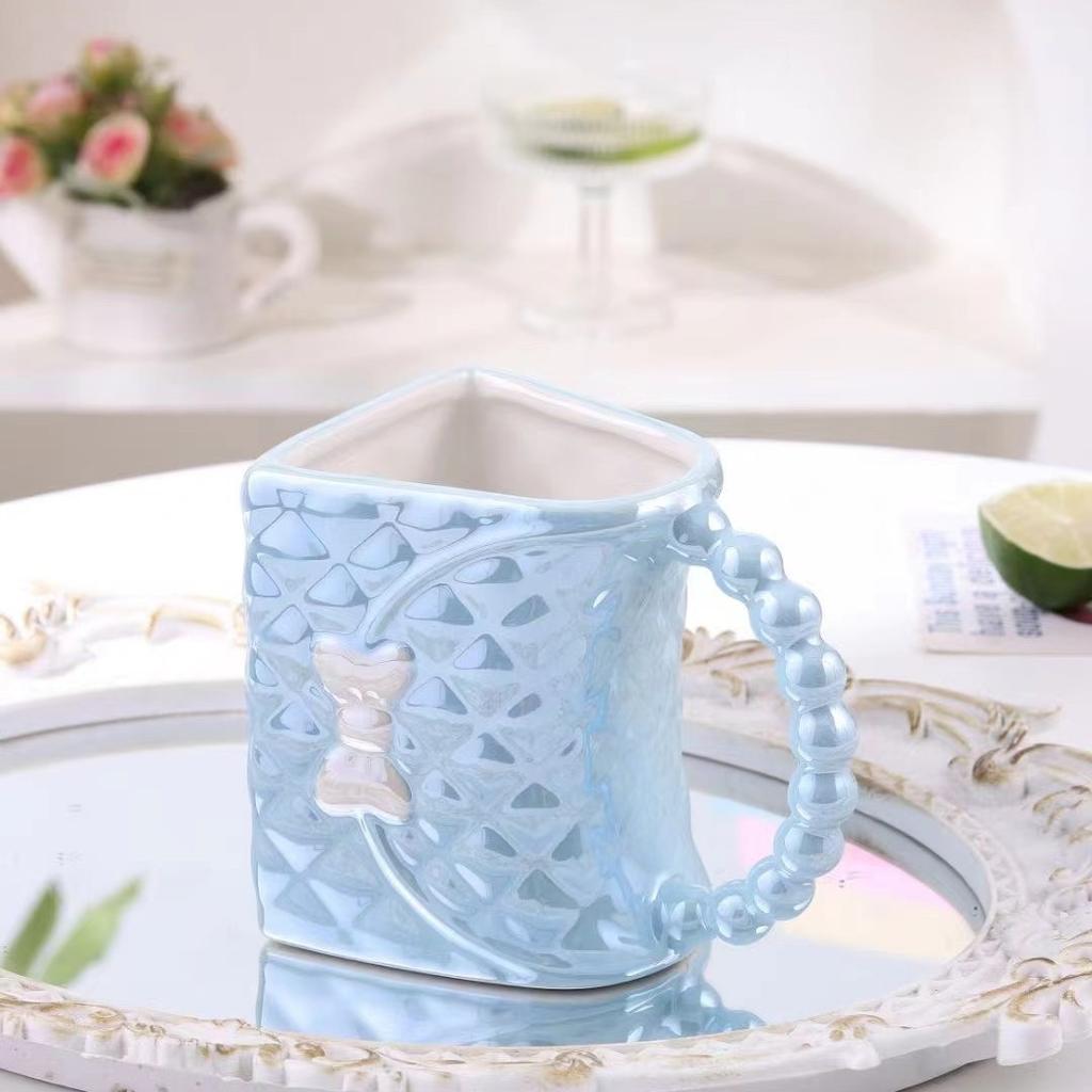 Söt Björn med Lock Sked Tecknad Kopp Gräddtårta Mugg Mjölk Frukost Kontor Kaffekopp Souvenir