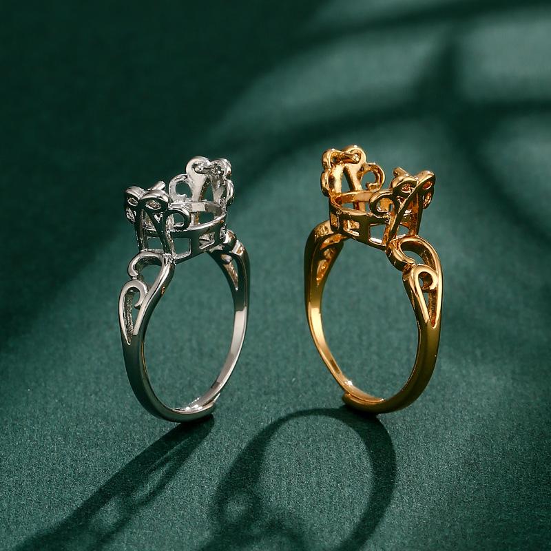 Elegant DIY Pearl Ring Setting for Women - Fits 8-9mm Beads and Stones