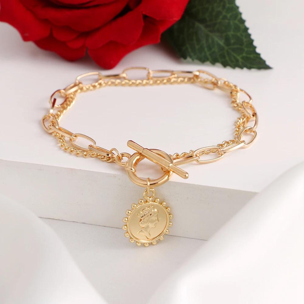 3PCS Fashion Thick Chain Link Bracelets for Women Vintage Snake Chain Gold Color Silver Color Bangles Bracelets Set Punk Jewelry