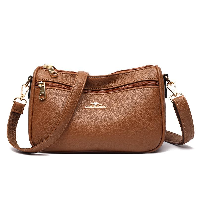 Women's Bag Fashionable Versatile Shoulder Bag Soft Leather Texture Retro Messenger Bag Multi-compartment Mother Bag