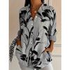 2026 New Women Autumn Blouse Multi Colored Print Lapel Button Up Womens Shirt Long Sleeve Elegant Daily Office Ladies Blouse Top