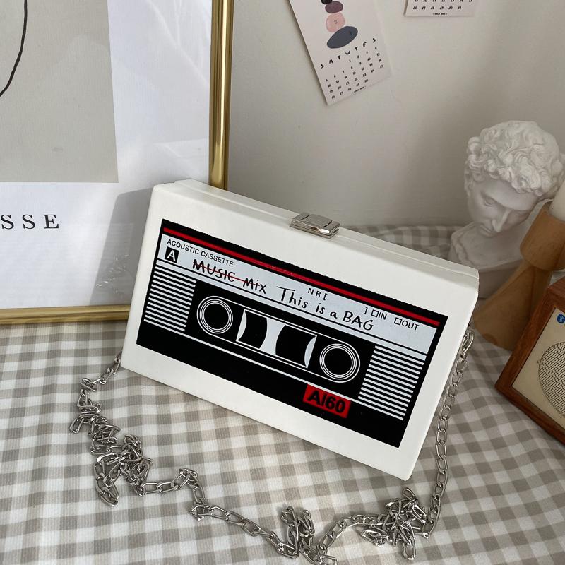 

Новая ретро магнитная лента радио стиль квадратная сумка женская сумка через плечо модная и досуг ретро поп