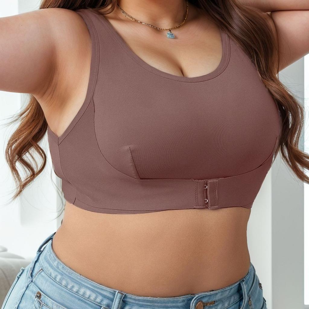 European and American Sports Large Size Comfortable No-rim Seamless Push-up Bra Front Buckle Adjustable Shape Beautiful Back Underwear
