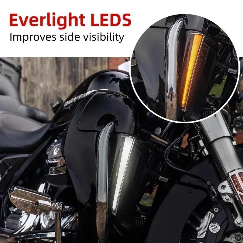 Running Lights Motorcycle LED Lower Fairing Turn Signal Lamp ABS For Harley Touring Road Street Glide Electra Glide FLHR 2014-up