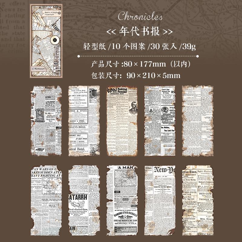 

30 pcs Vintage old book pages Hand Account material paper Diy Junk Journal Decorative Scrapbooking Background paper