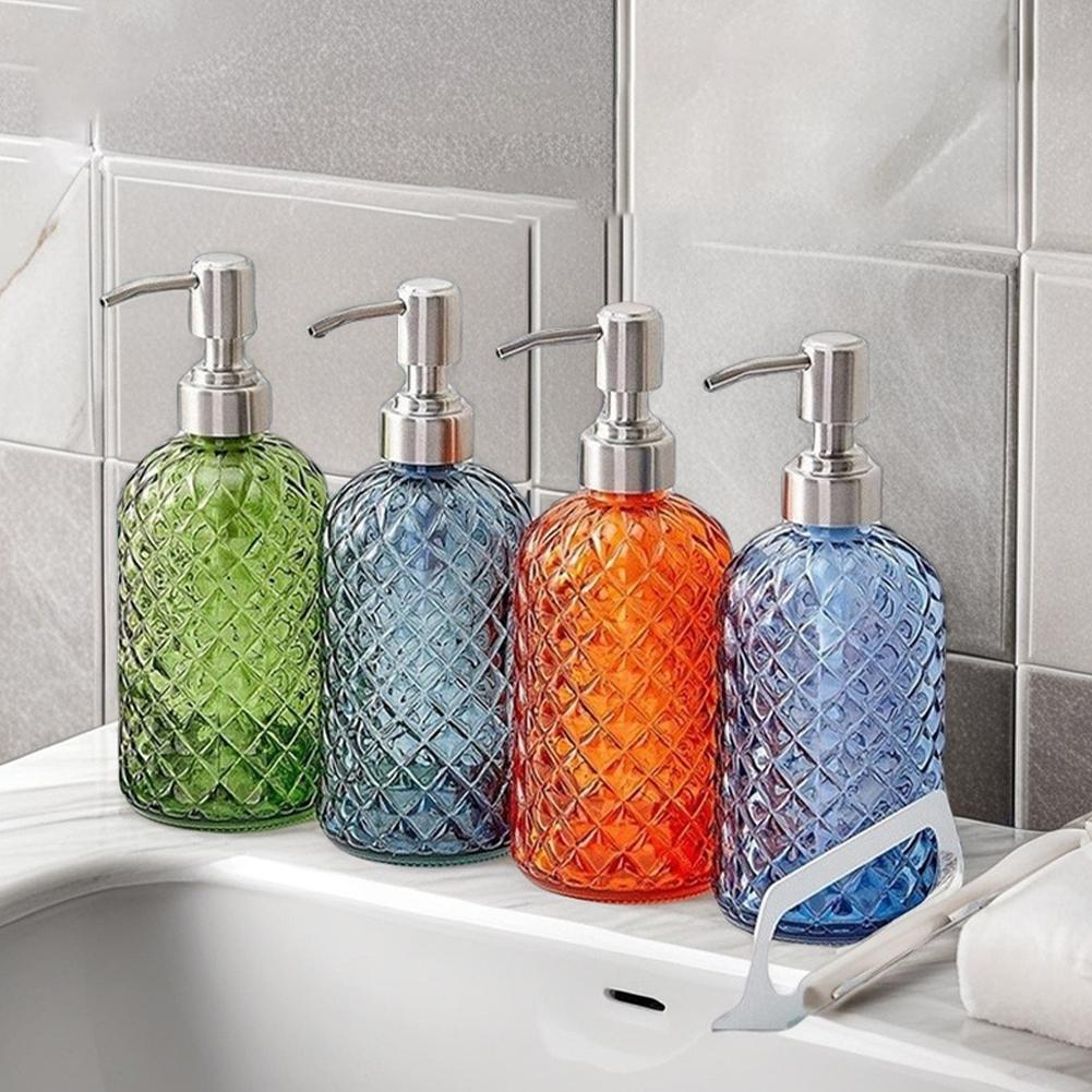 480ml Glass Sub-bottling Refillable Hand Sanitizer Body Wash Hand Pump Dispenser Stainless Steel Pump For Kitchen Home Bathroom