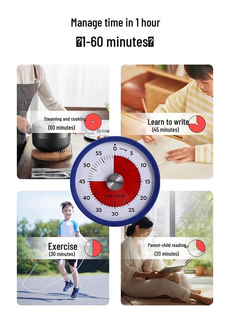 Silent Magnetic Kitchen Timer Alarm Clock for Children