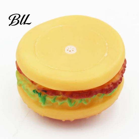 Jouet à mâcher Burger réaliste 2PCS Chien Siffleur Forme Vinyle Non Toxique Animaux de compagnie Jeu Interactif pour le Nettoyage des Dents et l'Activité
