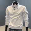 Men's 2025 Slim Fit Pullover Hoodie - Velvet Stand Collar, Stylish Autumn/Winter Base Layer Top