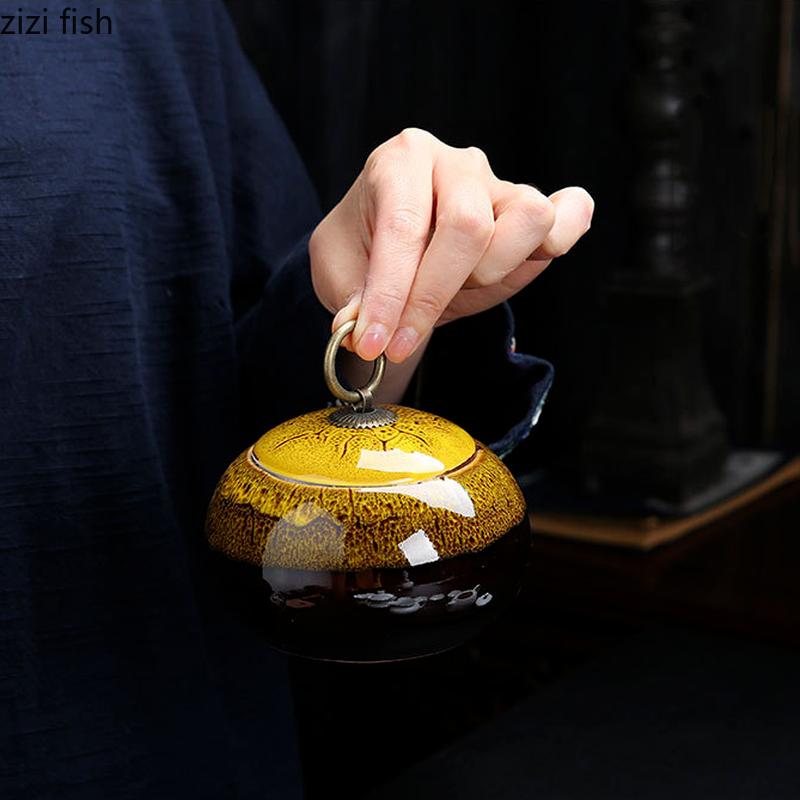 Kiln Transformed Ceramic Tea Caddy Tea Box Moisture-proof Sealed Tank Storage Tank Tea Container Candy Jar Tea Organizer Tea Can