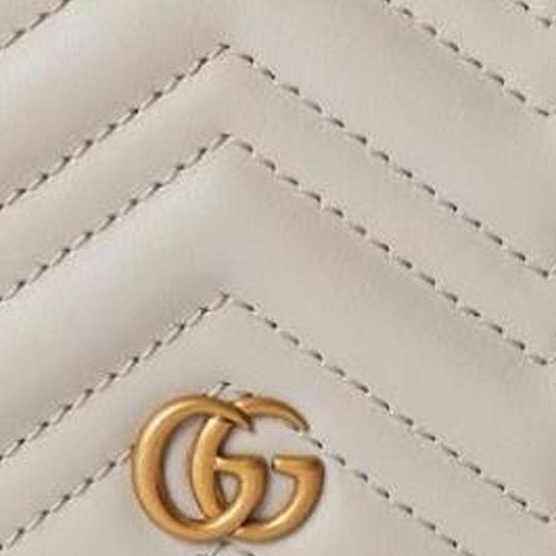 Gucci GG Marmont signature double G snap closure leather wallet women's light beige