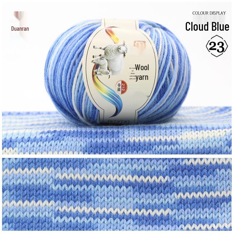 Rainbow Gradient Wool Yarn for Hand-Knitted Sweaters, Baby Hats, and Scarves