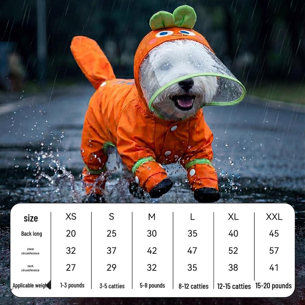 Waterproof Four-Legged Raincoat for Small Dogs - Full Coverage Pet Rainy Day Wear for Bichon, Teddy, and More.