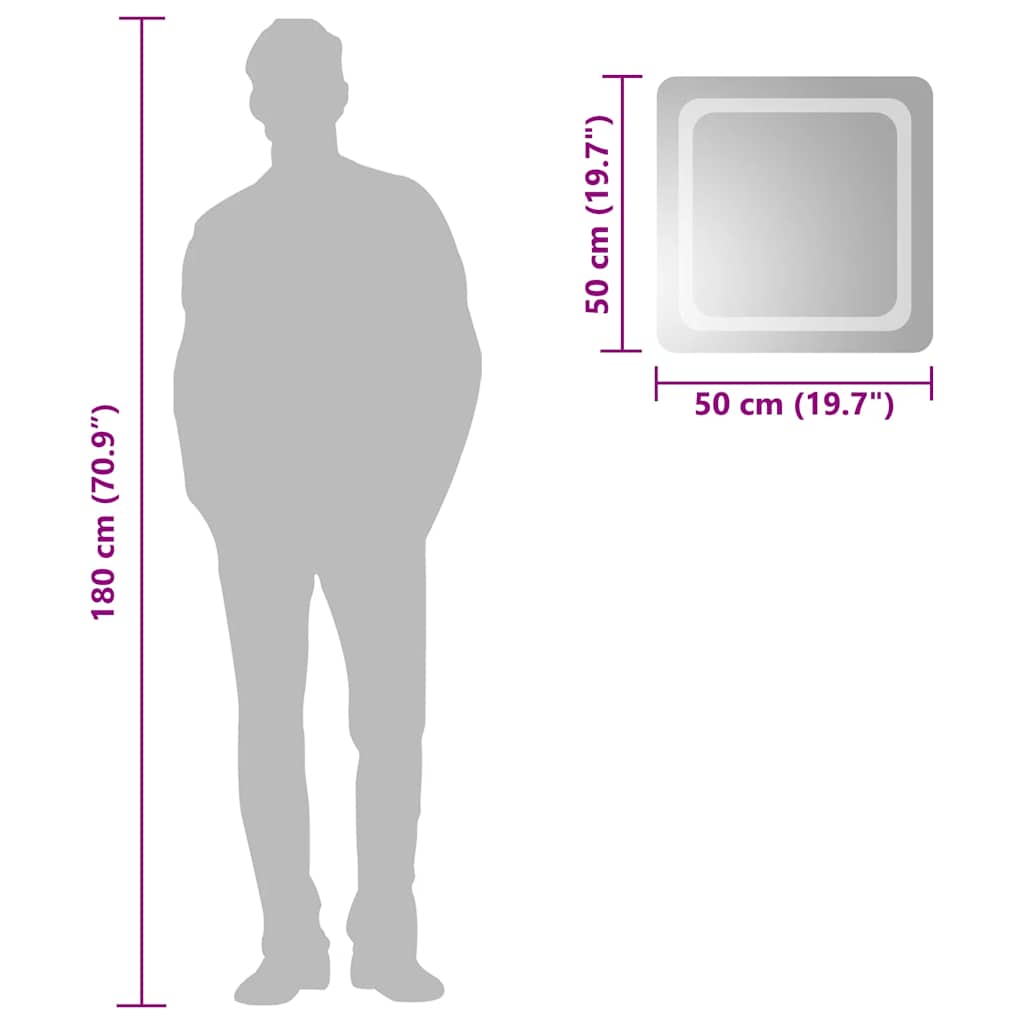 Vidaxl LED Bathroom Mirror, 50X50 Cm
