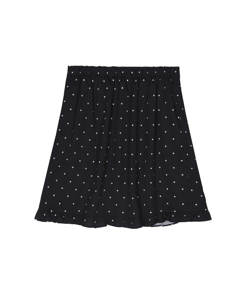 Nigaennikol Dot Ruffle Midi Skirt_Black