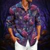 Men's Casual Long Sleeve Shirt with Halloween Print for Spring and Fall