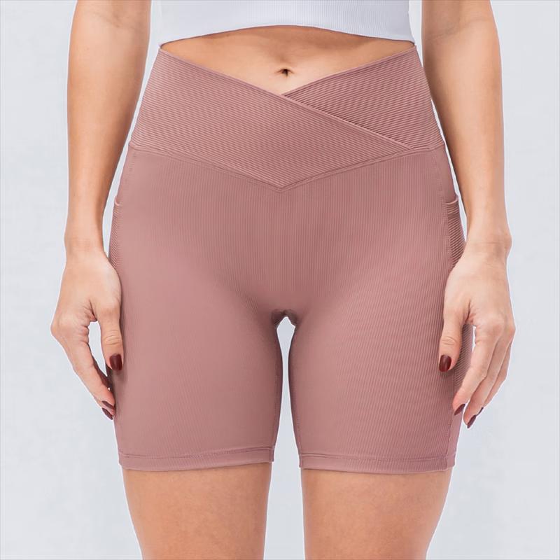 Yudong Women's High-Waisted Cross-Waist Yoga Shorts