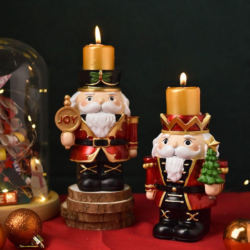 

Cartoon Nutcracker Candlestick Resin Nutcracker Candle Holders Christmas Candle Stand Party Favors Style 2