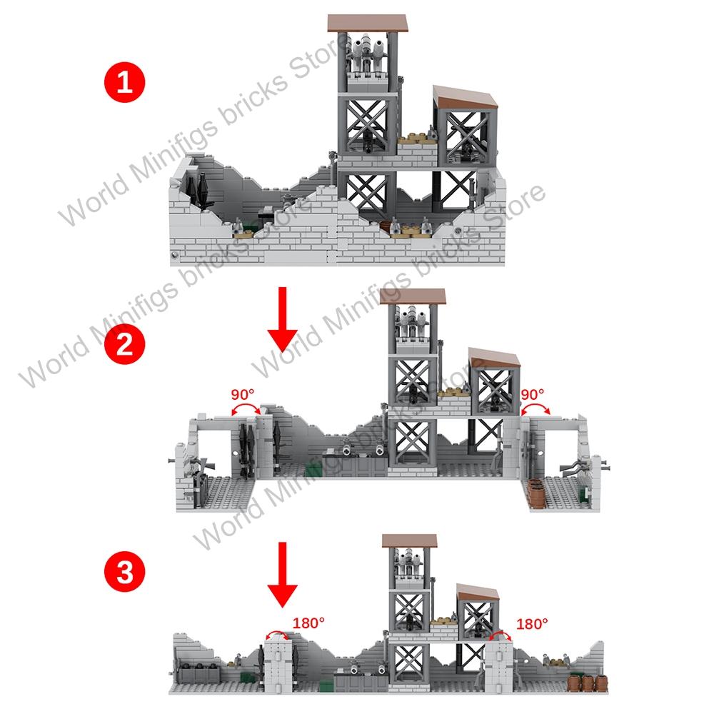 MOOXI MOC WW2 Military Battlefield Bases Bricks War Artillery Compatible Figures Building Blocks Set Toys For Children Adults 3D