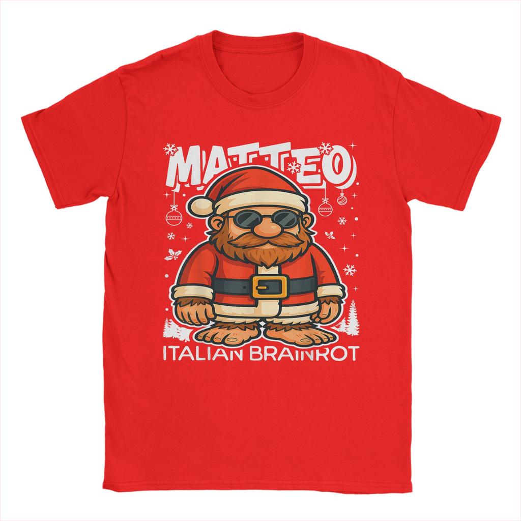 Harajuku T-shirt Matteo Jultomten Italiensk Hjärnröta Jul T-shirts Tee Shirt för Estetisk Vardaglig Kortärmad Topp Tees