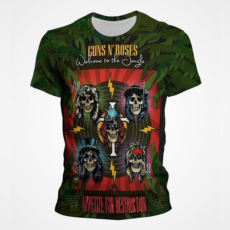 Tričko Guns N Roses Lebka Muži Ženy Hip Hop Punk Hard Rock Trička Streetwear Léto Populární Vintage Ležérní Trička s krátkým rukávem