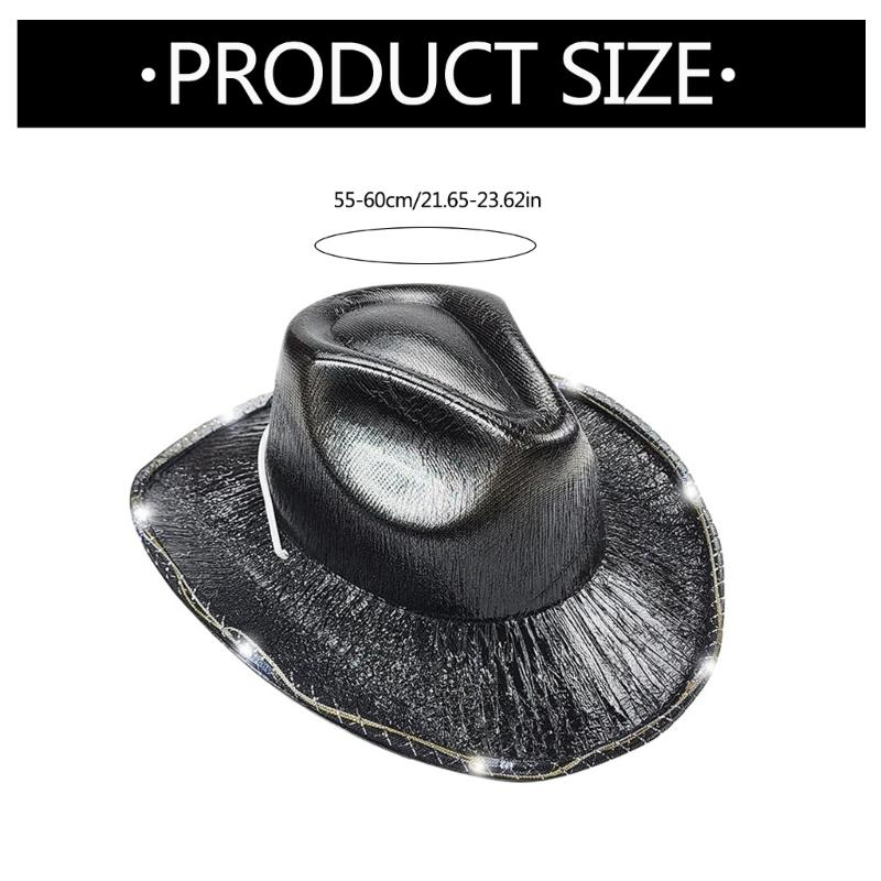 LEDS Cowboy Hats Fashionable Jeans Hat Adjustable Brightness Hat Flashing Model Hat for Camping and Running