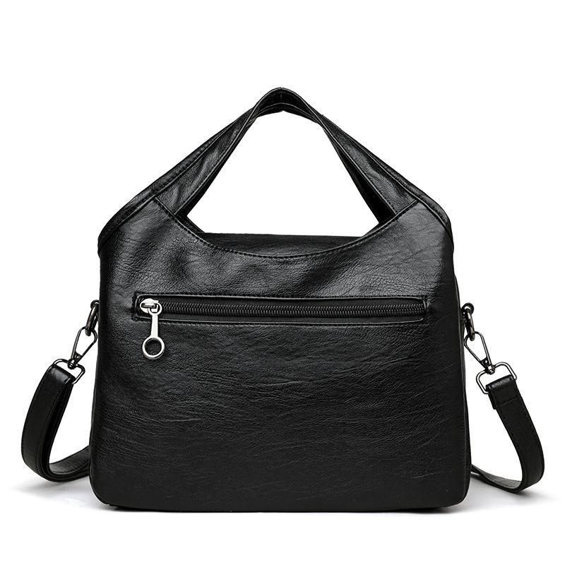 Retro Large Capacity Shoulder Bag Solid Color Messenger Bag PU Commuter Bag