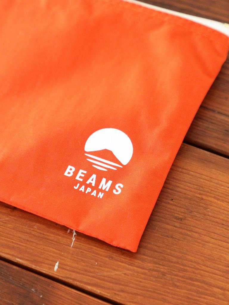 Beams Japan Logo Flat Pouch, Large, Orange, Free Size