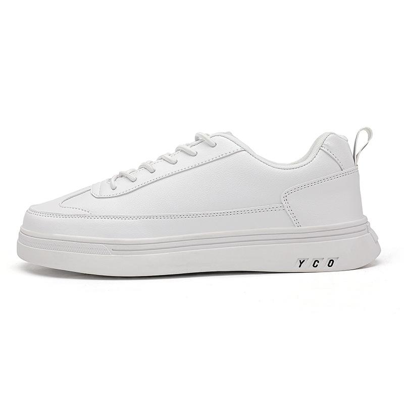 Large size men's shoes summer casual flat white shoes new breathable low top thick baseplate shoes youth fashion trendy shoes