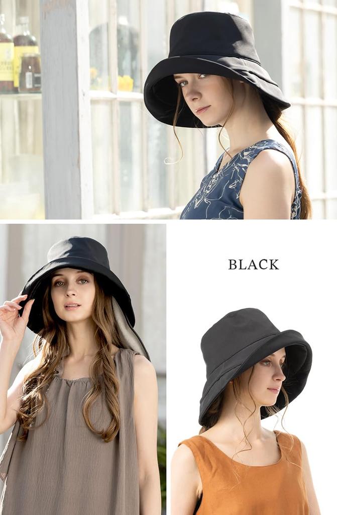 Hat for UV Large Wide UV Charmant Premium Ice Pack Neck UV Chin Adjustable Size Long Brim x [Loo&c] Loo&c Women, 100% Blackout, Protection, Size,