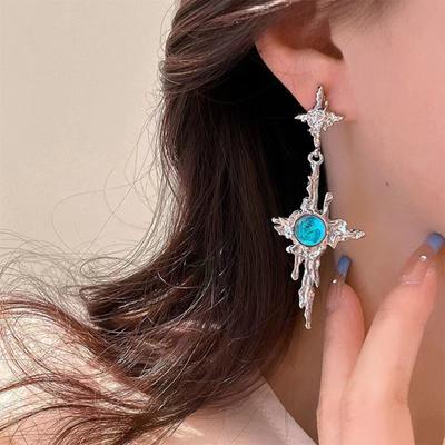 1 Pair Drop Earrings Irregular Liquid Long Tassel Hip Hop Bright Luster Decorative