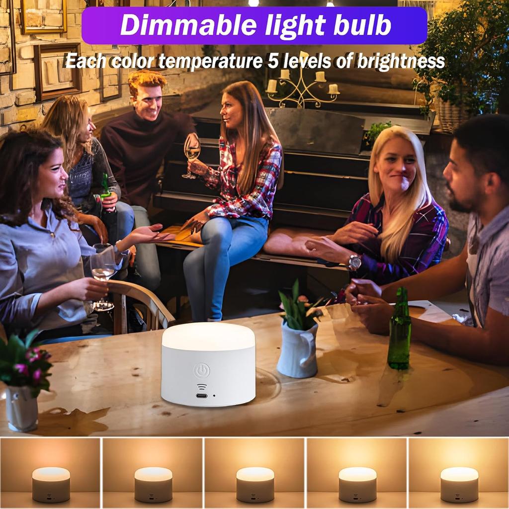 Battery Operated Light Bulb with Remote RGB Rechargeable Light Bulb USB Charging,50H Long Life Emergency Light Bulbs for Power Outage,Battery Powered