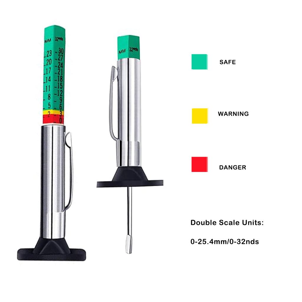 25mm Tyre Tread Depth Gauge Meter Auto Tire Wear Detection Measuring Tool Color Coded Car Tire Depth Gauge Tester Depth Tool